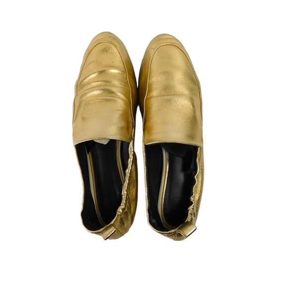 Lanvin Quiet Luxury Gold Leather Loafers Women's Size 37 - Picture 2 of 4